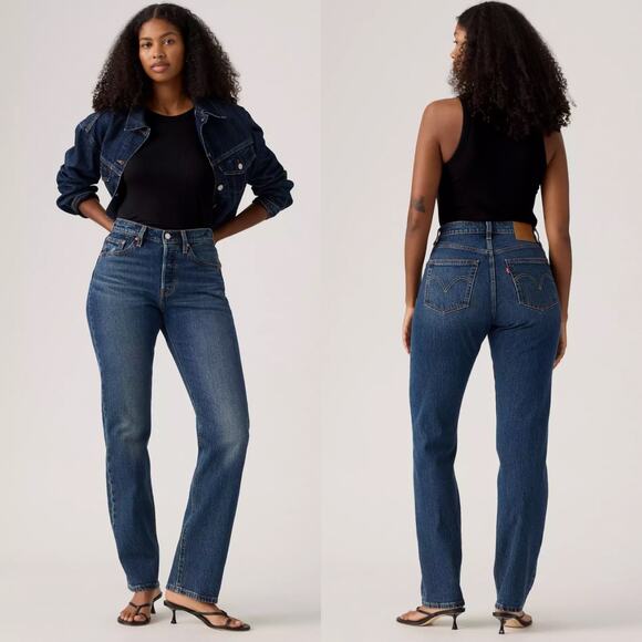 Levi's Premium Jeans Womens 29x34 Blue 501 Curve Dark Wash Button Fly Denim - Picture 1 of 16